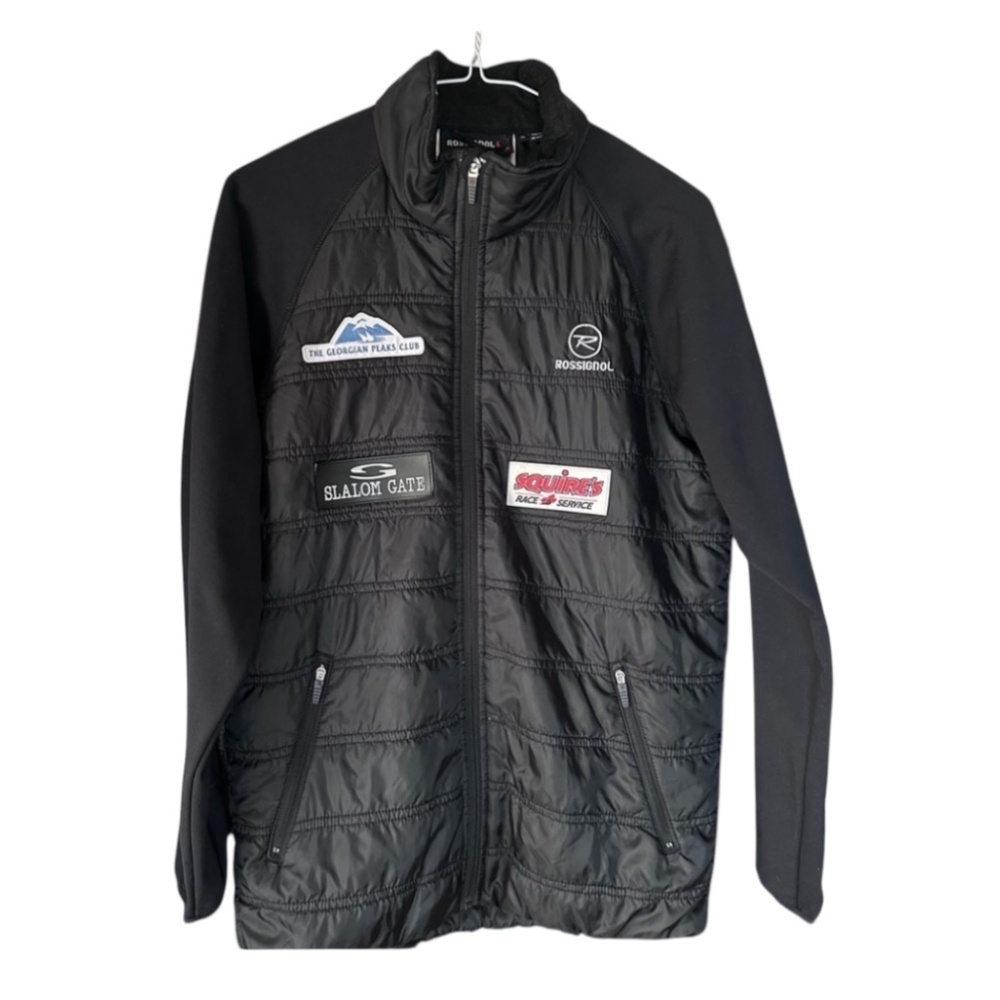 Rossignol Racing Nordic Ski Jacket with ski club patches Quilted sz 16